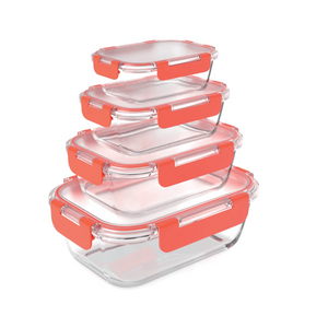 TANSO Airtight Food Storage High Borosilicate Glass Crisper Lunch Box Glass Meal Containers With Glass Lids