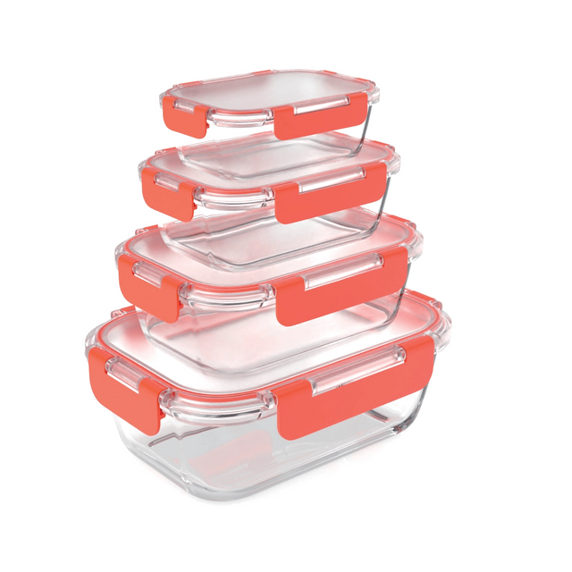 TANSO Airtight Food Storage High Borosilicate Glass Crisper Lunch Box Glass Meal Containers With Glass Lids