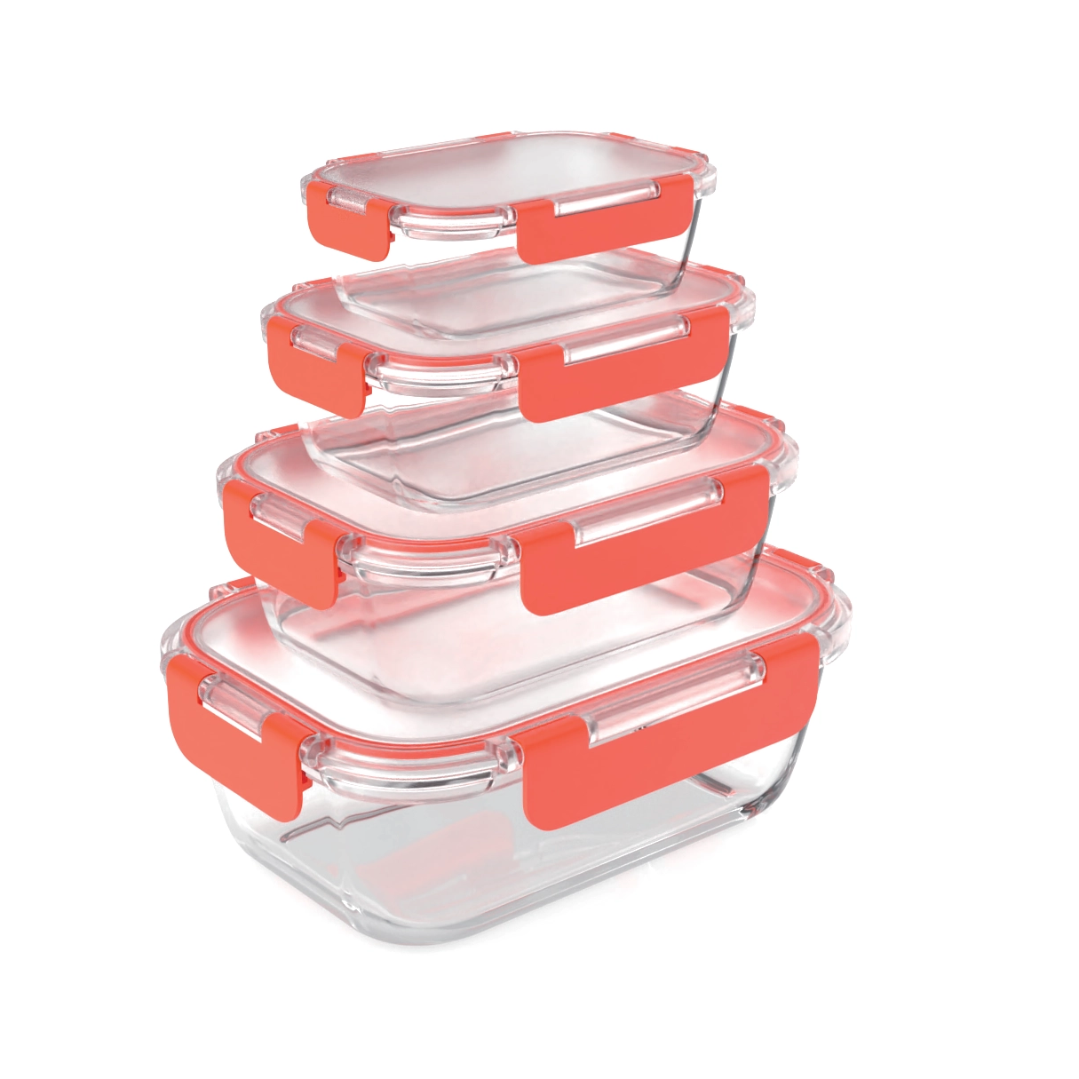 TANSO Airtight Food Storage High Borosilicate Glass Crisper Lunch Box Glass Meal Containers With Glass Lids